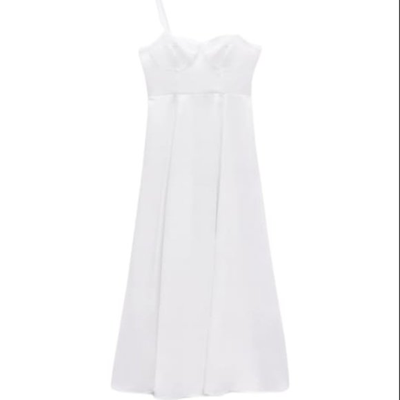 NEW ZARA SWEETHEART NECKLINE DRESS WHITE | 2298/170 - Picture 1 of 10